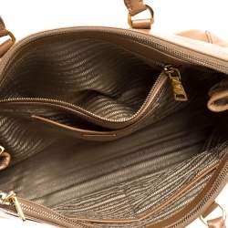 Pre Owned Prada Brown Saffiano Lux Leather Large Double Zip Tote