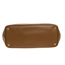 Pre Owned Prada Brown Saffiano Lux Leather Large Double Zip Tote