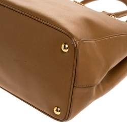 Pre Owned Prada Brown Saffiano Lux Leather Large Double Zip Tote