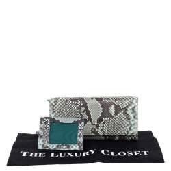 Pre Owned Prada Grey/Green Python Continental Wallet
