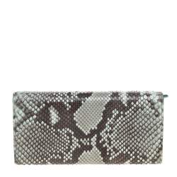 Pre Owned Prada Grey/Green Python Continental Wallet