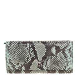 Pre Owned Prada Grey/Green Python Continental Wallet