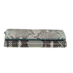 Pre Owned Prada Grey/Green Python Continental Wallet
