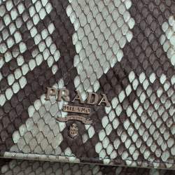 Pre Owned Prada Grey/Green Python Continental Wallet