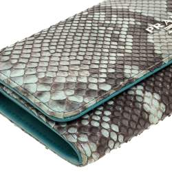 Pre Owned Prada Grey/Green Python Continental Wallet
