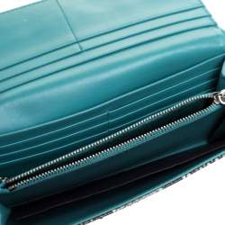 Pre Owned Prada Grey/Green Python Continental Wallet
