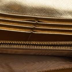 Pre Owned Prada Red Saffiano Lux Leather Logo Flap Continental Wallet