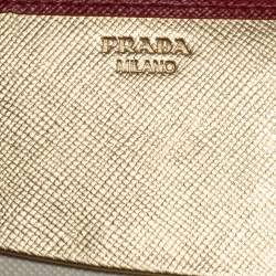 Pre Owned Prada Red Saffiano Lux Leather Logo Flap Continental Wallet