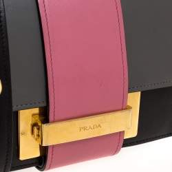 Pre Owned Prada Bicolor Leather Ribbon Flap Crossbody Bag