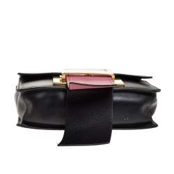 Pre Owned Prada Bicolor Leather Ribbon Flap Crossbody Bag