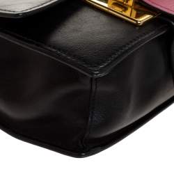 Pre Owned Prada Bicolor Leather Ribbon Flap Crossbody Bag