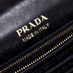 Pre Owned Prada Bicolor Leather Ribbon Flap Crossbody Bag