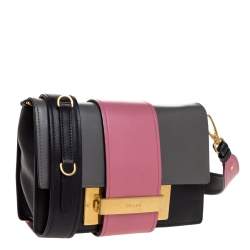 Pre Owned Prada Bicolor Leather Ribbon Flap Crossbody Bag