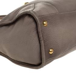 Pre Owned Prada Taupe Vitello Daino Leather Front Zip Tote