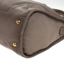 Pre Owned Prada Taupe Vitello Daino Leather Front Zip Tote