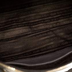 Pre Owned Prada Taupe Vitello Daino Leather Front Zip Tote