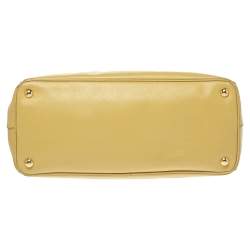 Pre Owned Prada Yellow Saffiano Lux Leather Medium Double Zip Tote