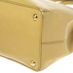 Pre Owned Prada Yellow Saffiano Lux Leather Medium Double Zip Tote