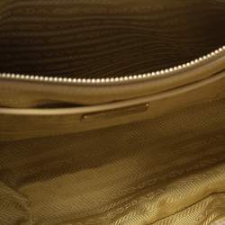 Pre Owned Prada Yellow Saffiano Lux Leather Medium Double Zip Tote