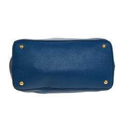 Pre Owned Prada Blue Pebbled Leather Vitello Daino Tote
