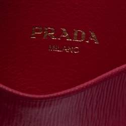 Pre Owned Prada Fuchsia Vitello Move Leather Card Holder