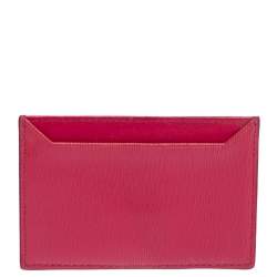 Pre Owned Prada Fuchsia Vitello Move Leather Card Holder