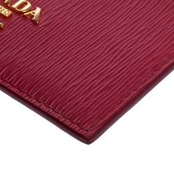 Pre Owned Prada Fuchsia Vitello Move Leather Card Holder
