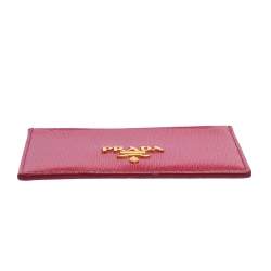 Pre Owned Prada Fuchsia Vitello Move Leather Card Holder