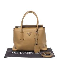 Pre Owned Prada Caramel Brown Saffiano Leather Twin Tote