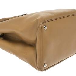 Pre Owned Prada Caramel Brown Saffiano Leather Twin Tote