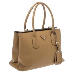 Pre Owned Prada Caramel Brown Saffiano Leather Twin Tote