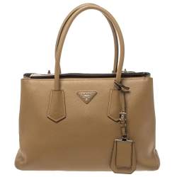 Pre Owned Prada Caramel Brown Saffiano Leather Twin Tote