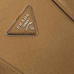 Pre Owned Prada Caramel Brown Saffiano Leather Twin Tote