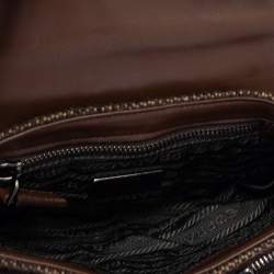 Pre Owned Prada Brown Fabric and Learher Shoulder Bag