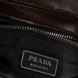 Pre Owned Prada Brown Fabric and Learher Shoulder Bag