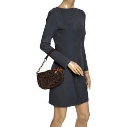 Pre Owned Prada Brown Fabric and Learher Shoulder Bag
