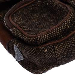 Pre Owned Prada Brown Fabric and Learher Shoulder Bag