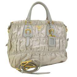 Pre Owned Prada Grey Gathered  Leather   Satchel