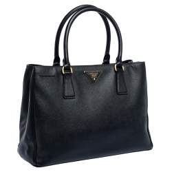 Pre Owned Prada Black Saffiano Lux Leather Medium Tote