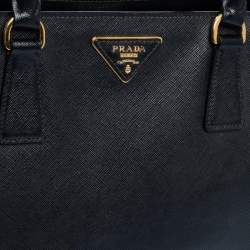 Pre Owned Prada Black Saffiano Lux Leather Medium Tote