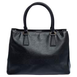 Pre Owned Prada Black Saffiano Lux Leather Medium Tote