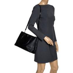 Pre Owned Prada Black Saffiano Lux Leather Medium Tote