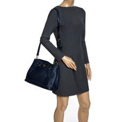 Pre Owned Prada Navy Blue Vitello Phenix Leather Tote