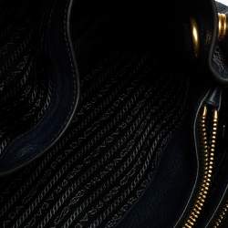 Pre Owned Prada Navy Blue Vitello Phenix Leather Tote