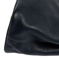 Pre Owned Prada Navy Blue Vitello Phenix Leather Tote