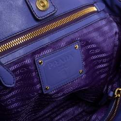 Pre Owned Prada Purple Gaufre Patent Leather Chain Tote 