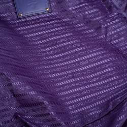 Pre Owned Prada Purple Gaufre Patent Leather Chain Tote 