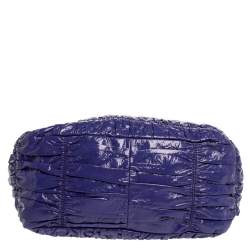 Pre Owned Prada Purple Gaufre Patent Leather Chain Tote 