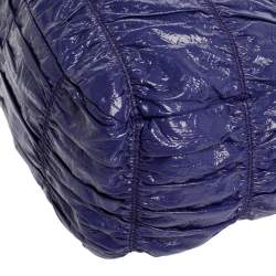 Pre Owned Prada Purple Gaufre Patent Leather Chain Tote 
