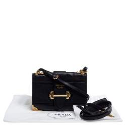 Pre Owned Prada Black Leather Cahier Flap Shoulder Bag